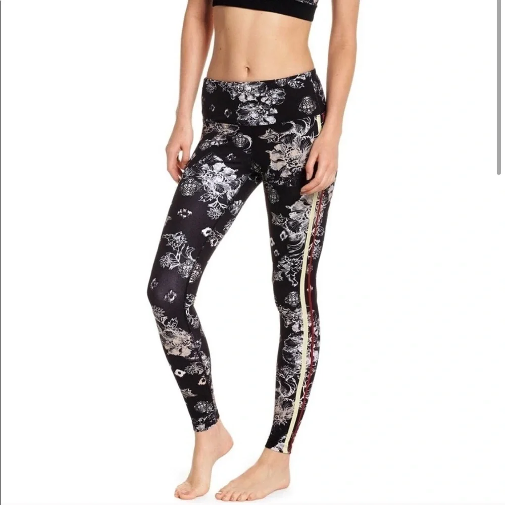 Free People Movement Black Floral High Rise Leggings